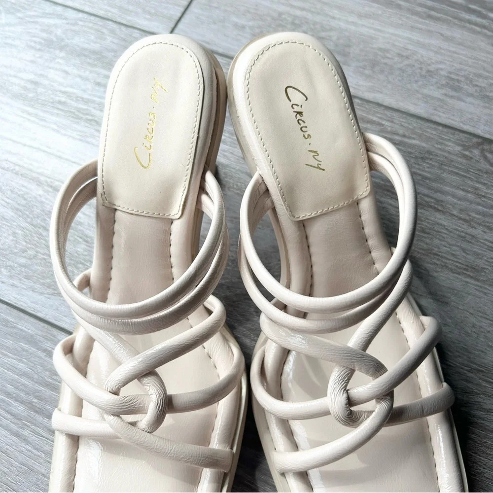 Circus by Sam Edelman Savanna Sqaure  Toe Strappy Sandal in Vanilla Bean - Picture 6 of 13